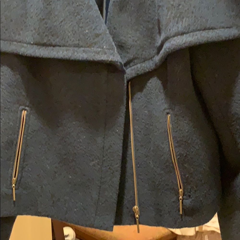 Blue wool asymmetrical zip jkt - Picture 3 of 4